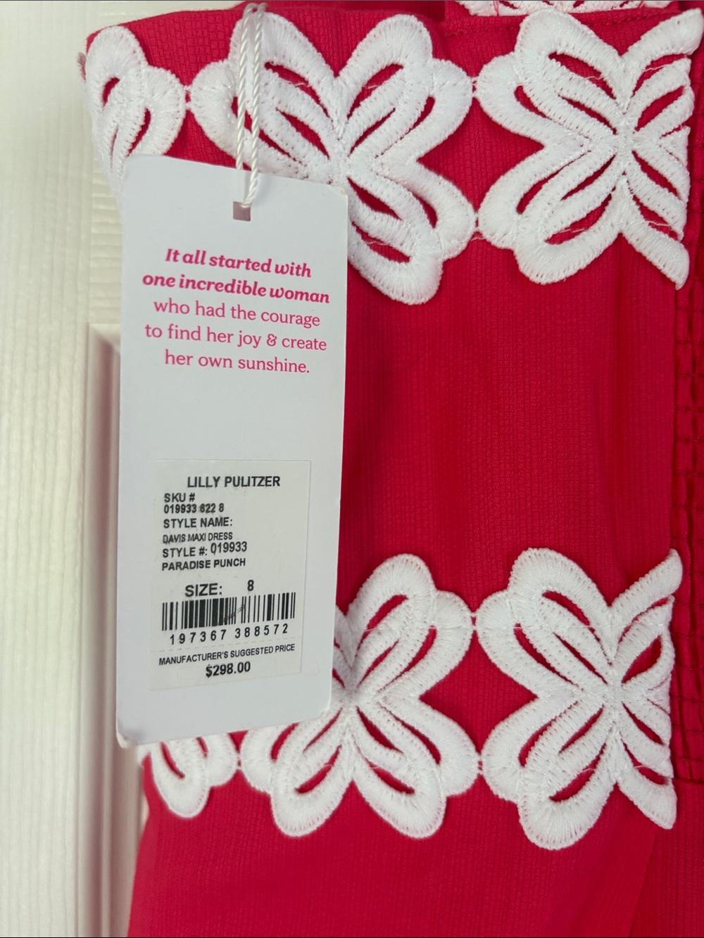 Lilly Pulitzer paradise punch Maxi Dress with White Floral Bands - Picture 5 of 6